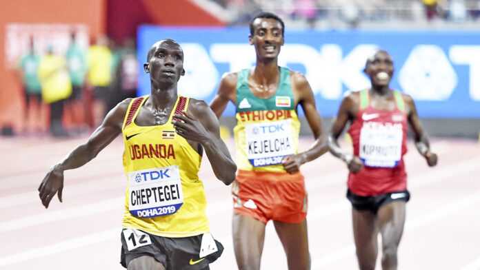 Joshua Cheptegei, en 2019, à Doha