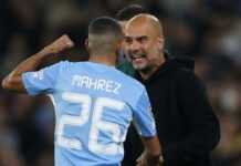 Riyad Mahrez et Pep Guardiola