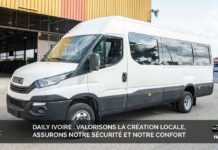 Daily Ivoire La Côte d’Ivoire lance les premiers véhicules made in Côte d’Ivoire, le « Daily Ivoire », et devient ainsi, le premier pays du continent africain à posséder une chaine d’assemblage de type minibus