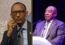 Paul Kagame (à gauche) et Cyril Ramaphosa (à droite)